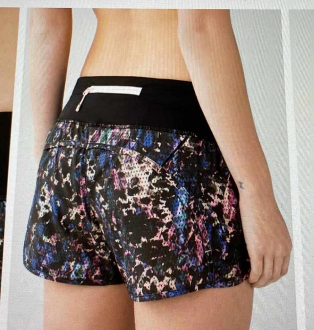 Lululemon Run Times Short *4-way Stretch Floral Sport Black
